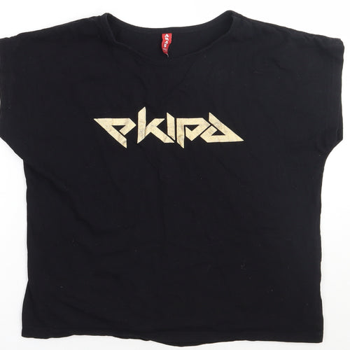 arass style Womens Black  Cotton Basic T-Shirt Size L Crew Neck