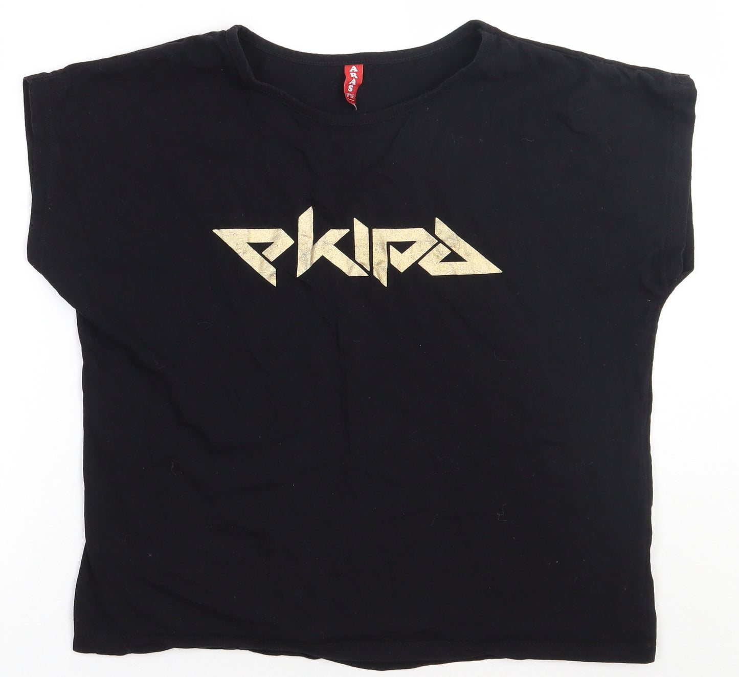 arass style Womens Black  Cotton Basic T-Shirt Size L Crew Neck