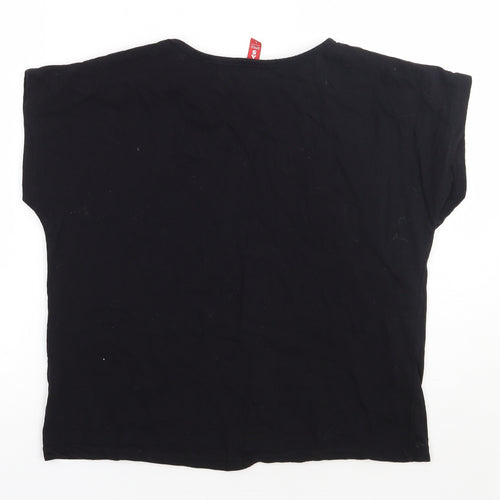 arass style Womens Black  Cotton Basic T-Shirt Size L Crew Neck