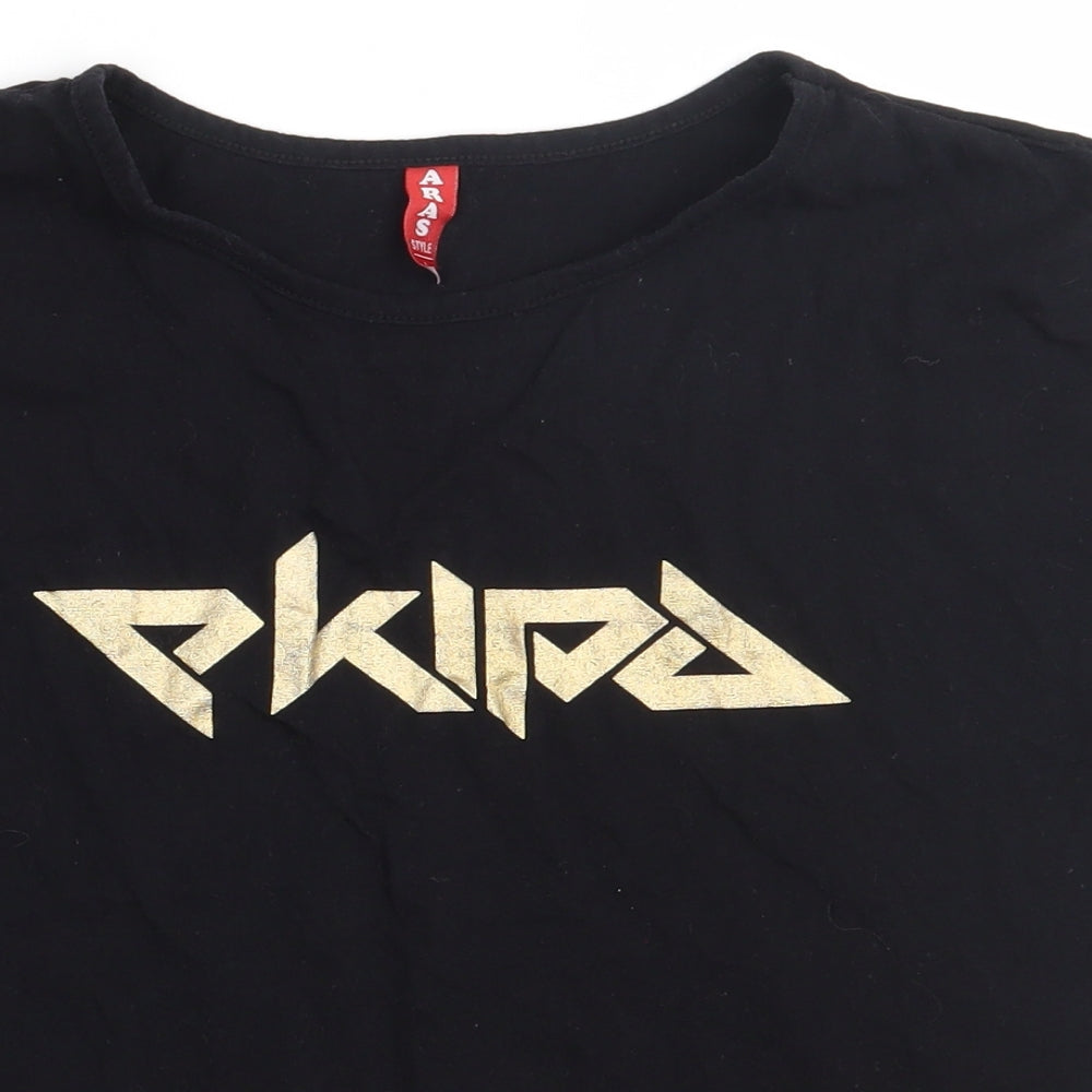 arass style Womens Black  Cotton Basic T-Shirt Size L Crew Neck