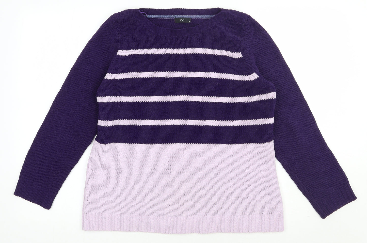 M&Co Womens Purple Striped Acrylic Pullover Sweatshirt Size 18  Pullover