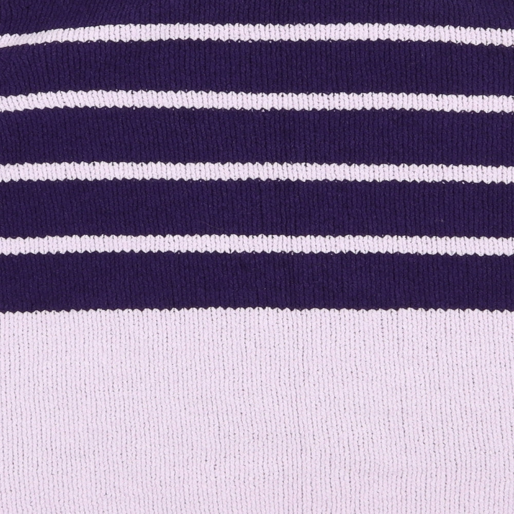 M&Co Womens Purple Striped Acrylic Pullover Sweatshirt Size 18  Pullover