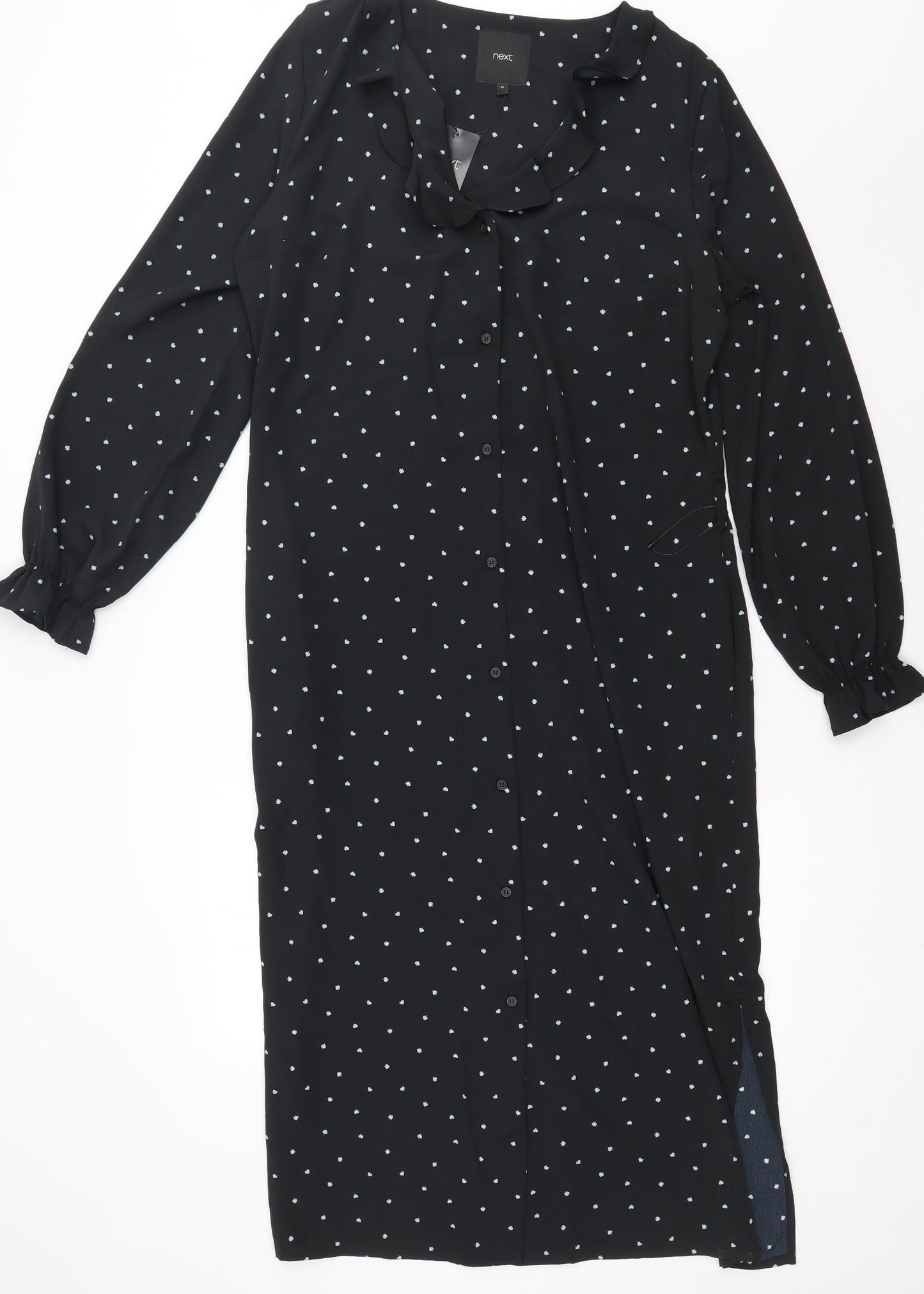 NEXT Womens Black Geometric Polyester Shift  Size 16  V-Neck Button