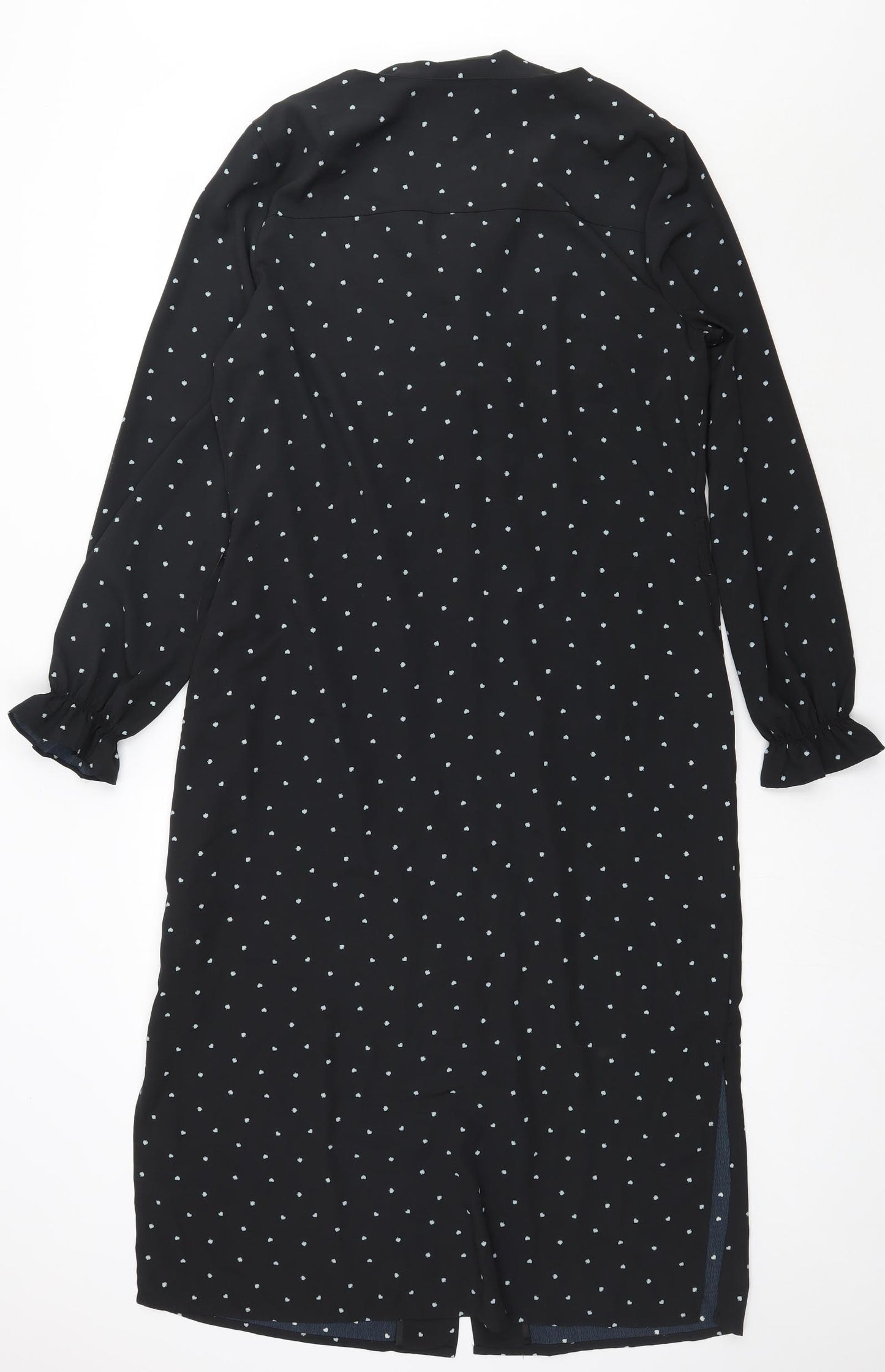 NEXT Womens Black Geometric Polyester Shift  Size 16  V-Neck Button