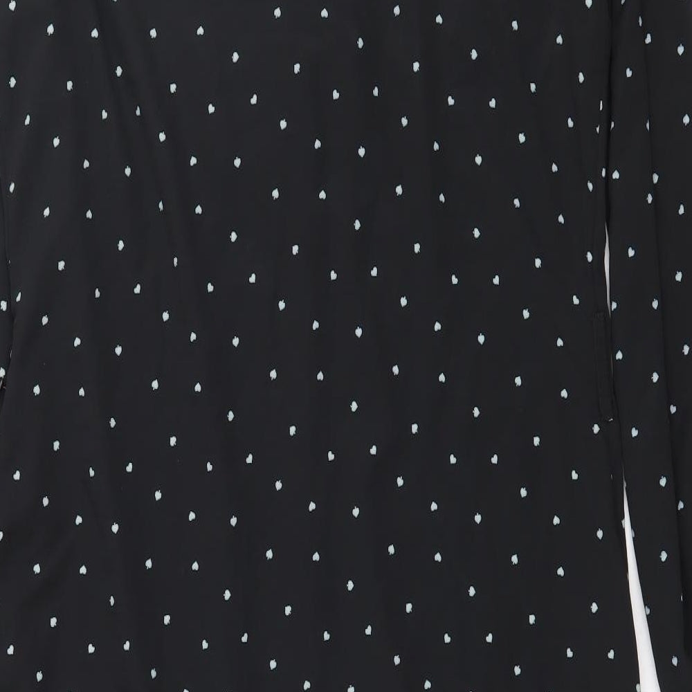 NEXT Womens Black Geometric Polyester Shift  Size 16  V-Neck Button