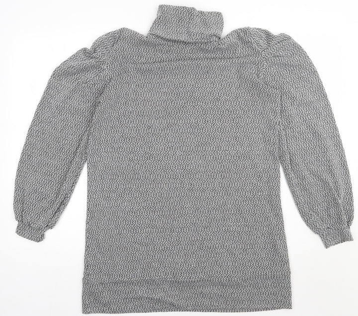 Boohoo Womens Grey Polyester A-Line Size 12 Roll Neck Pullover