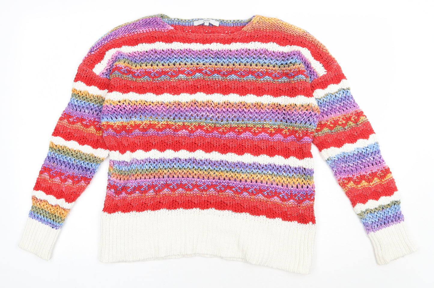 NEXT Womens Red Striped Acrylic Pullover Sweatshirt Size 18  Pullover