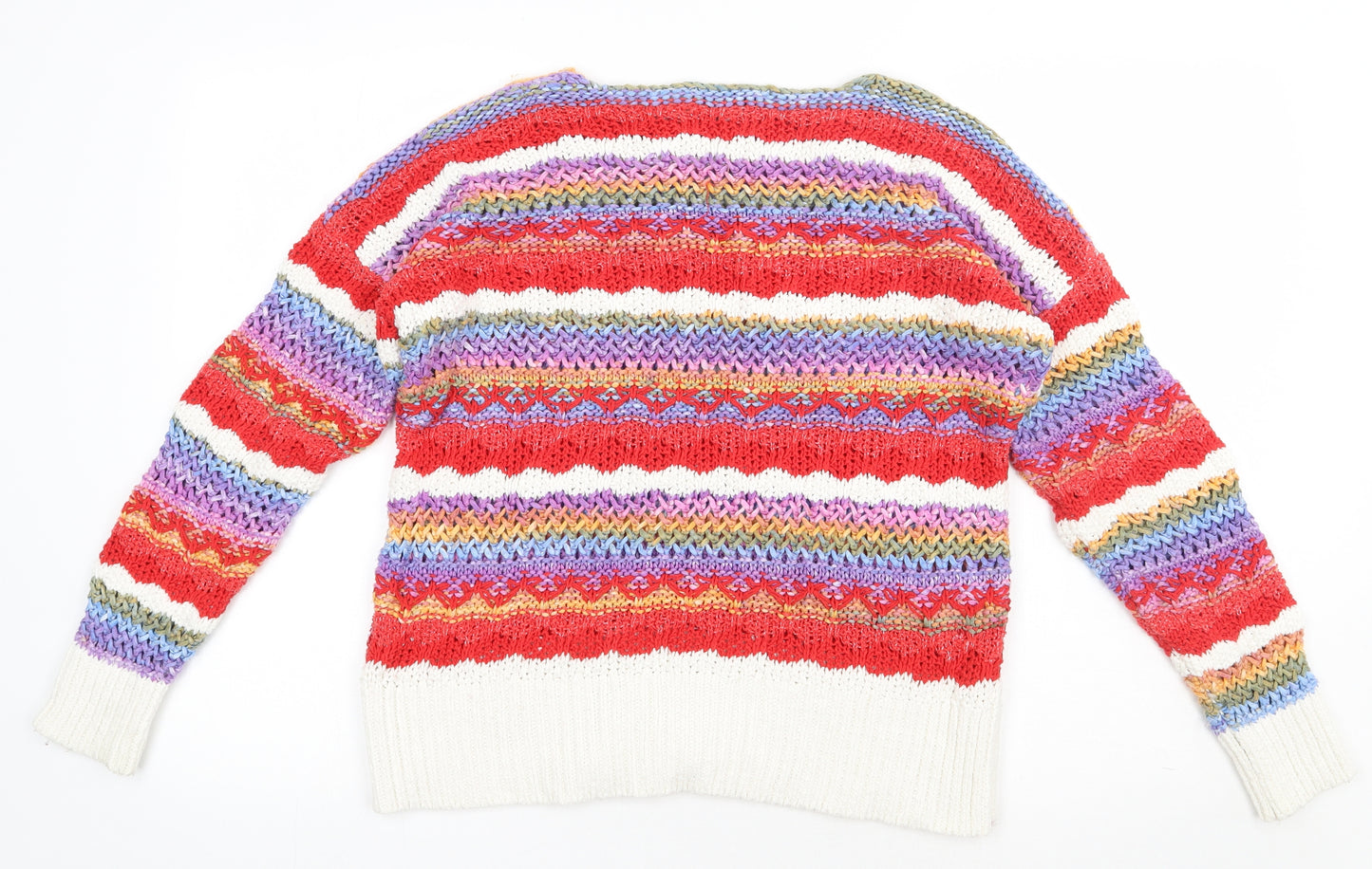 NEXT Womens Red Striped Acrylic Pullover Sweatshirt Size 18  Pullover