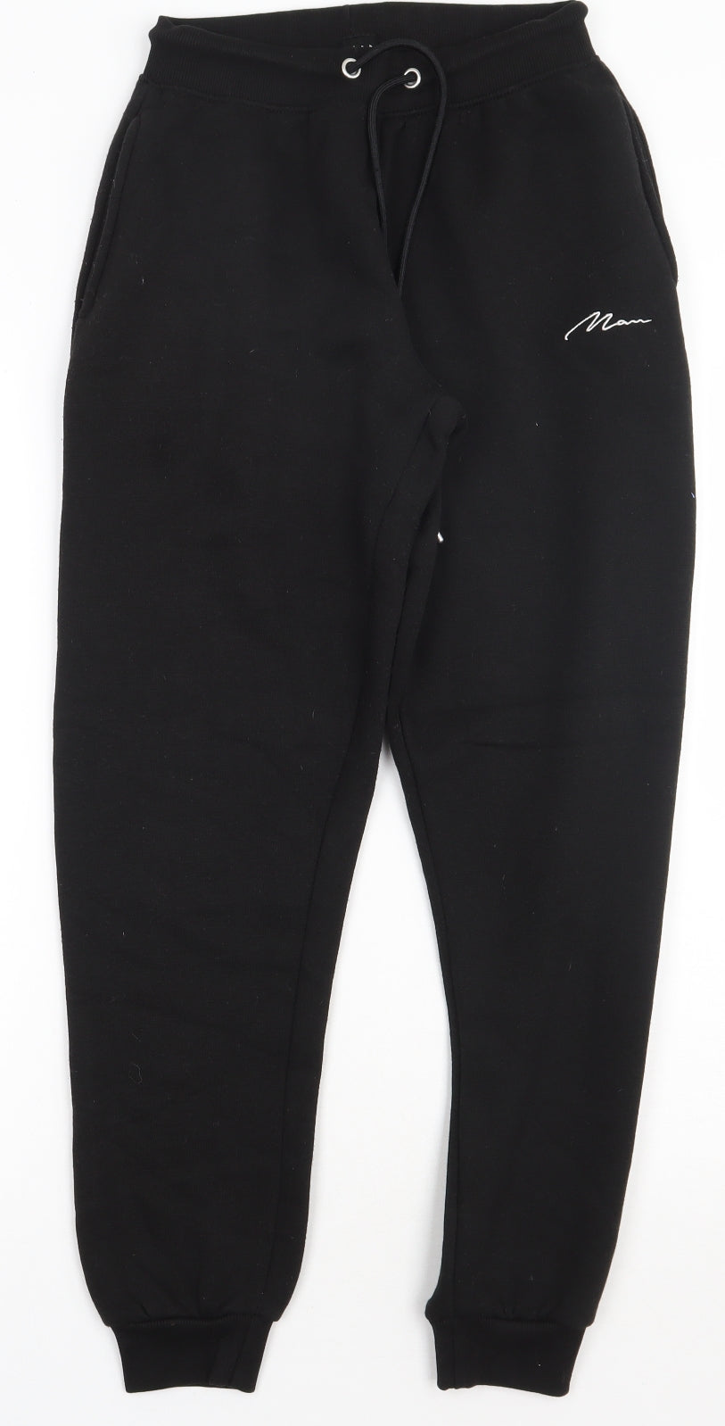 Boohoo Mens Black  Polyester Jogger Trousers Size S L28 in Regular Tie
