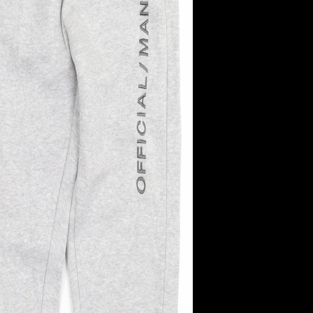 Boohoo Mens Grey  Cotton Jogger Trousers Size S L28 in Regular Tie