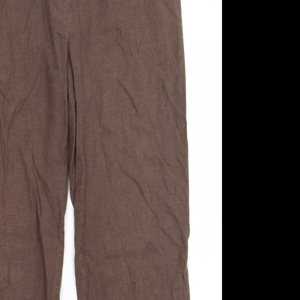 Marks and Spencer Womens Brown  Linen Trousers  Size 14 L32 in Regular Button