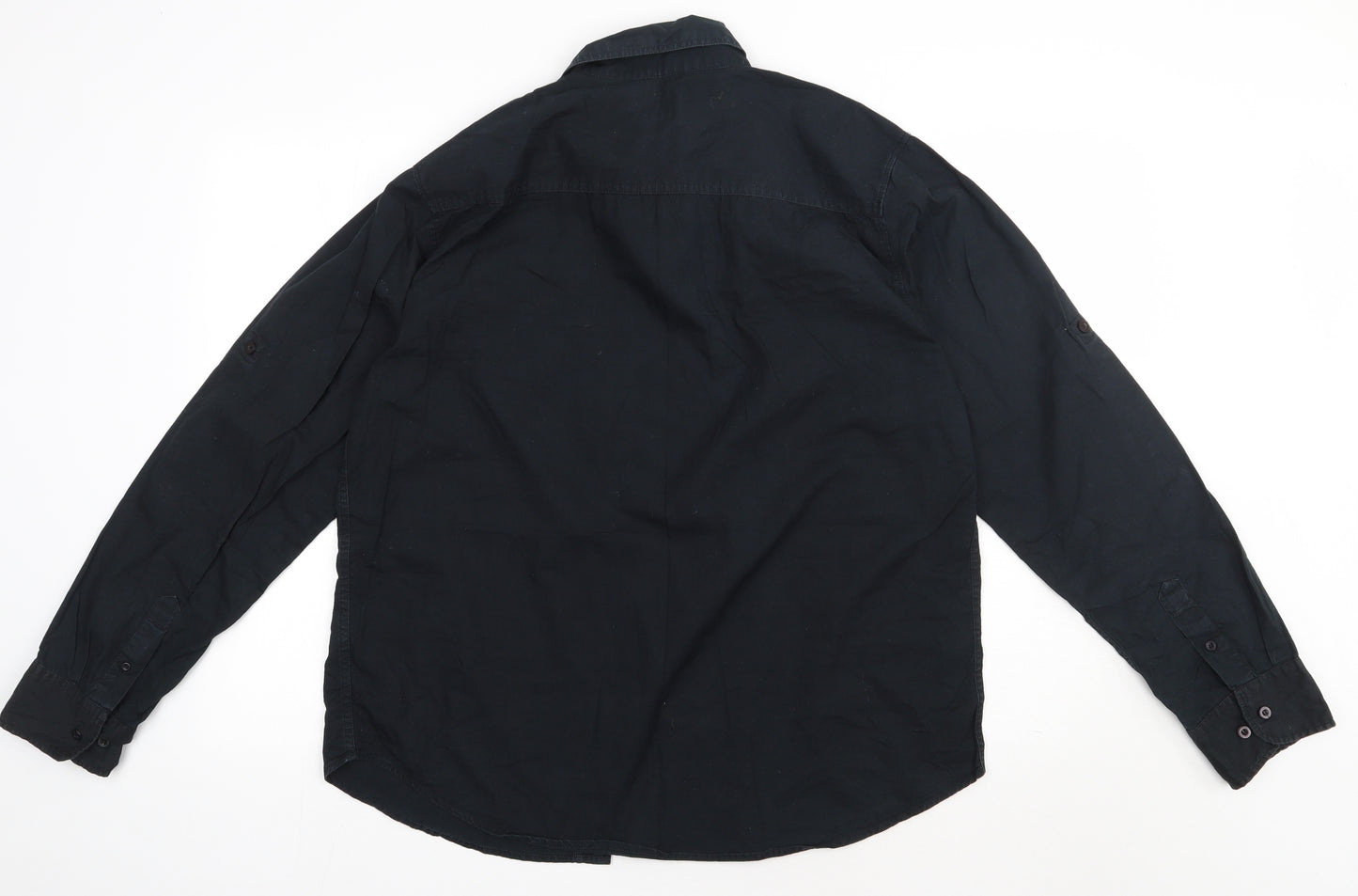UrbanSpirit Mens Black  Cotton  Button-Up Size L Collared Button