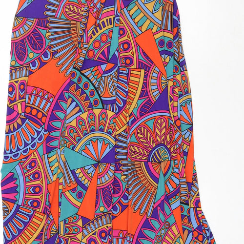sel3ct Womens Multicoloured Geometric Polyester A-Line  Size 12  Off the Shoulder Pullover