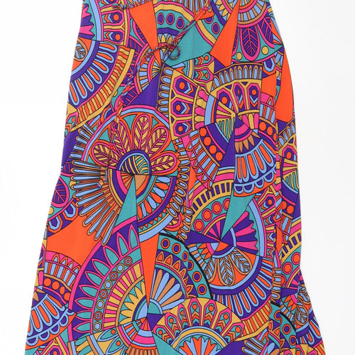 sel3ct Womens Multicoloured Geometric Polyester A-Line  Size 12  Off the Shoulder Pullover