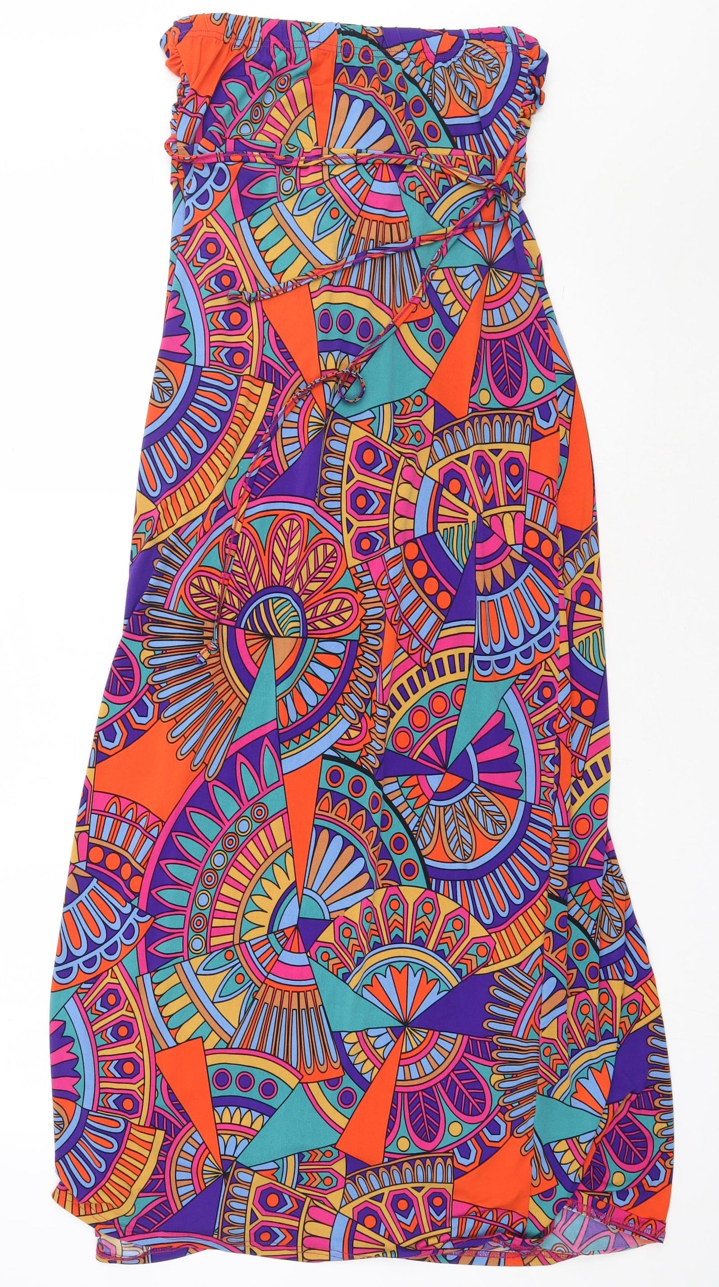 sel3ct Womens Multicoloured Geometric Polyester A-Line  Size 12  Off the Shoulder Pullover