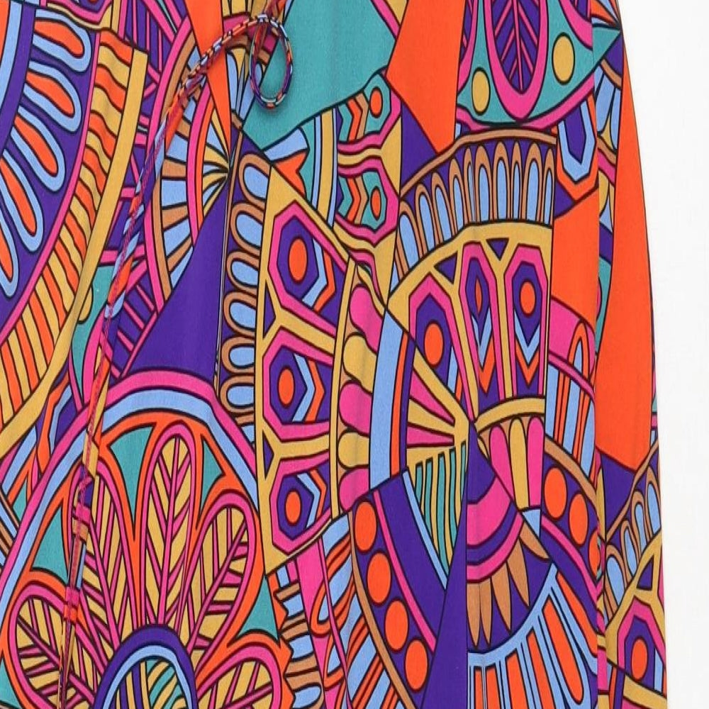 sel3ct Womens Multicoloured Geometric Polyester A-Line  Size 12  Off the Shoulder Pullover