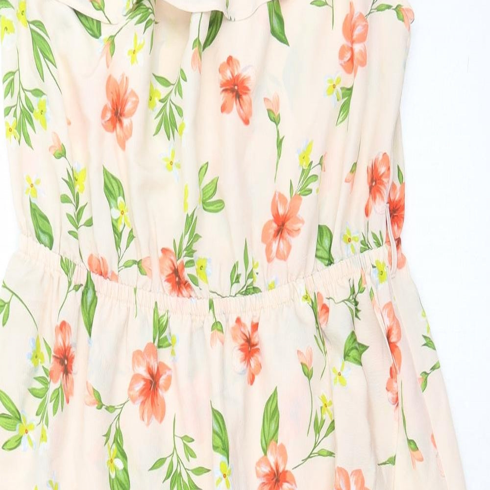F&F Womens Beige Floral Polyester A-Line  Size 12  Off the Shoulder Pullover