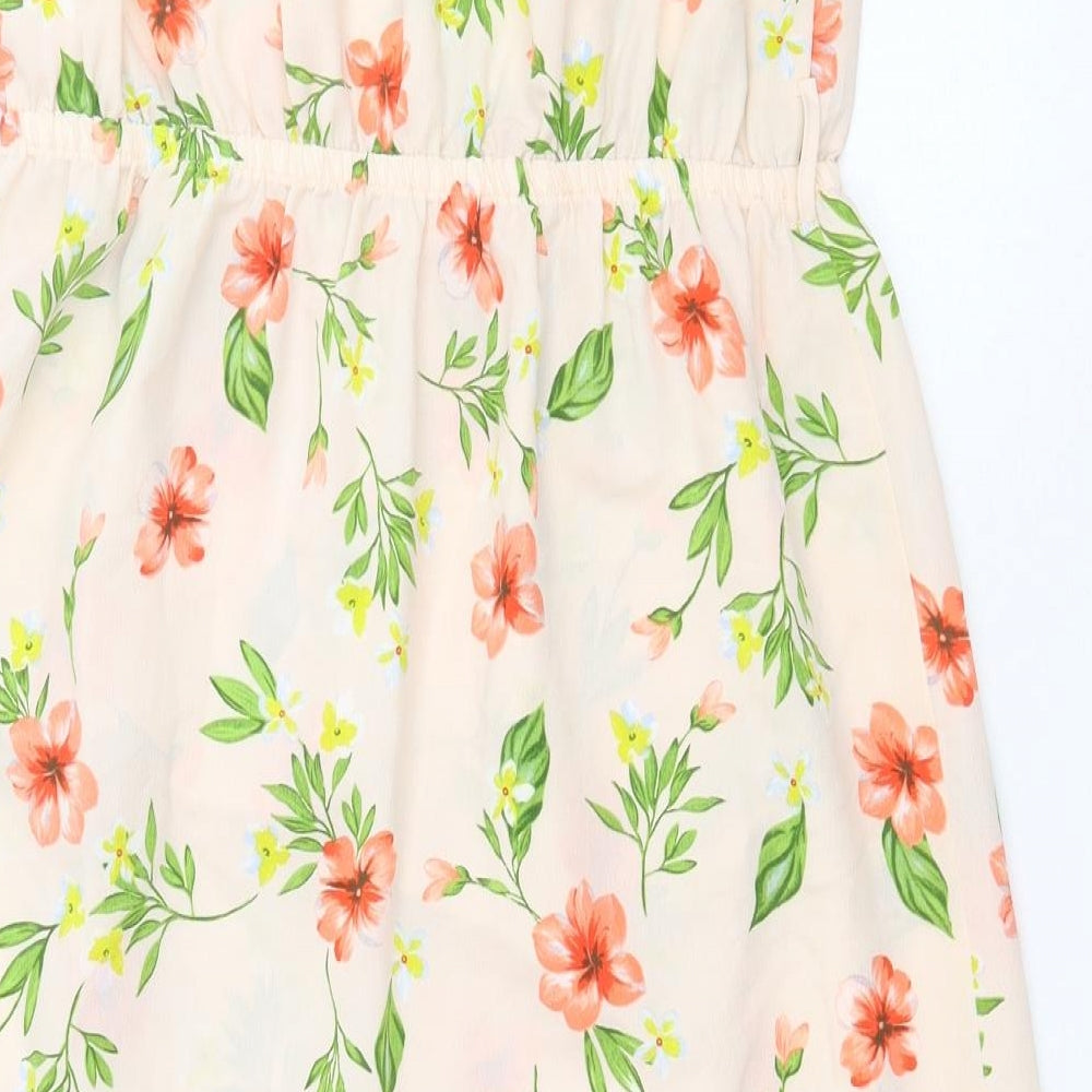 F&F Womens Beige Floral Polyester A-Line  Size 12  Off the Shoulder Pullover