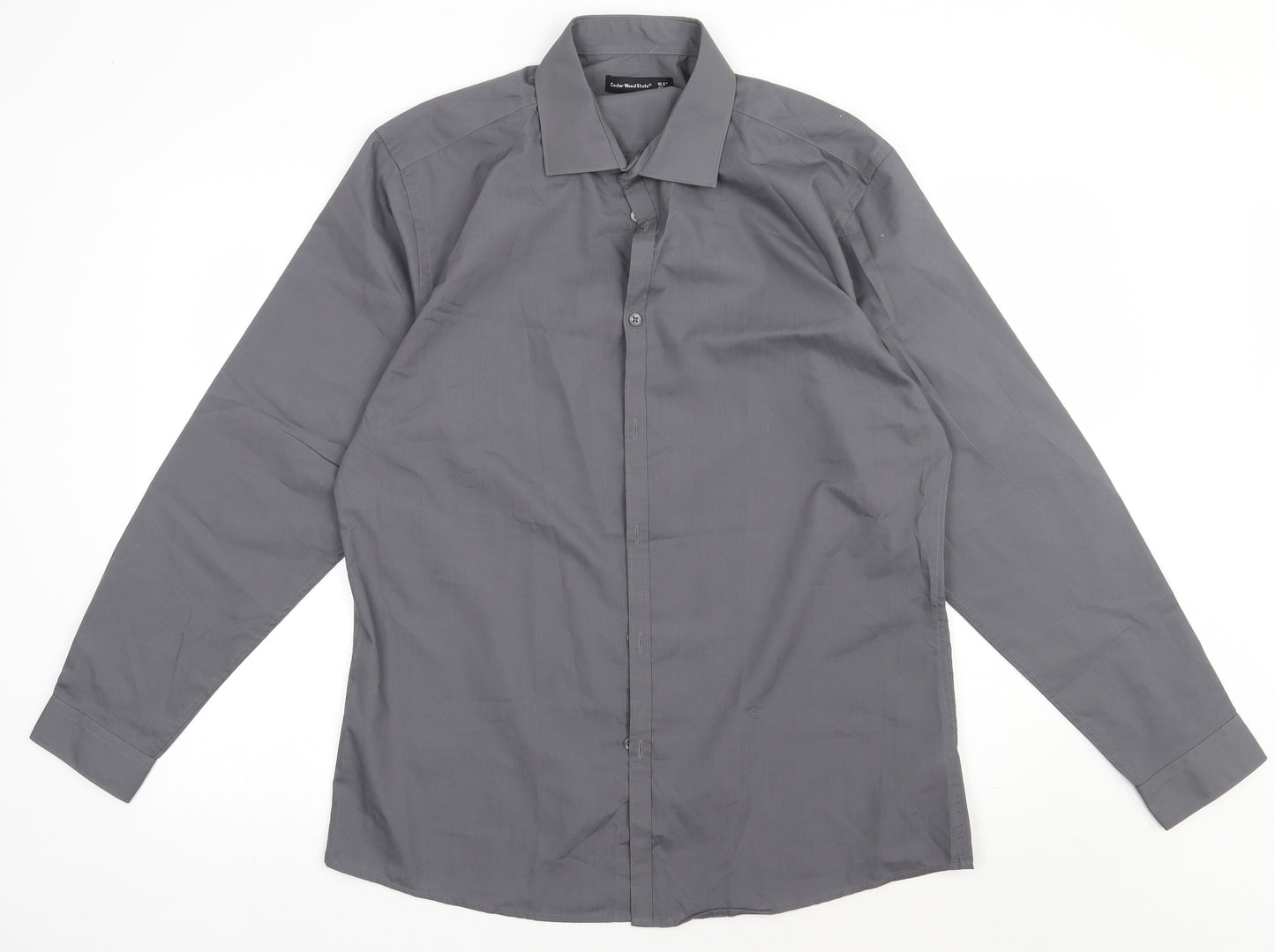 Primark Mens Grey  Polyester  Button-Up Size 16.5 Collared Button