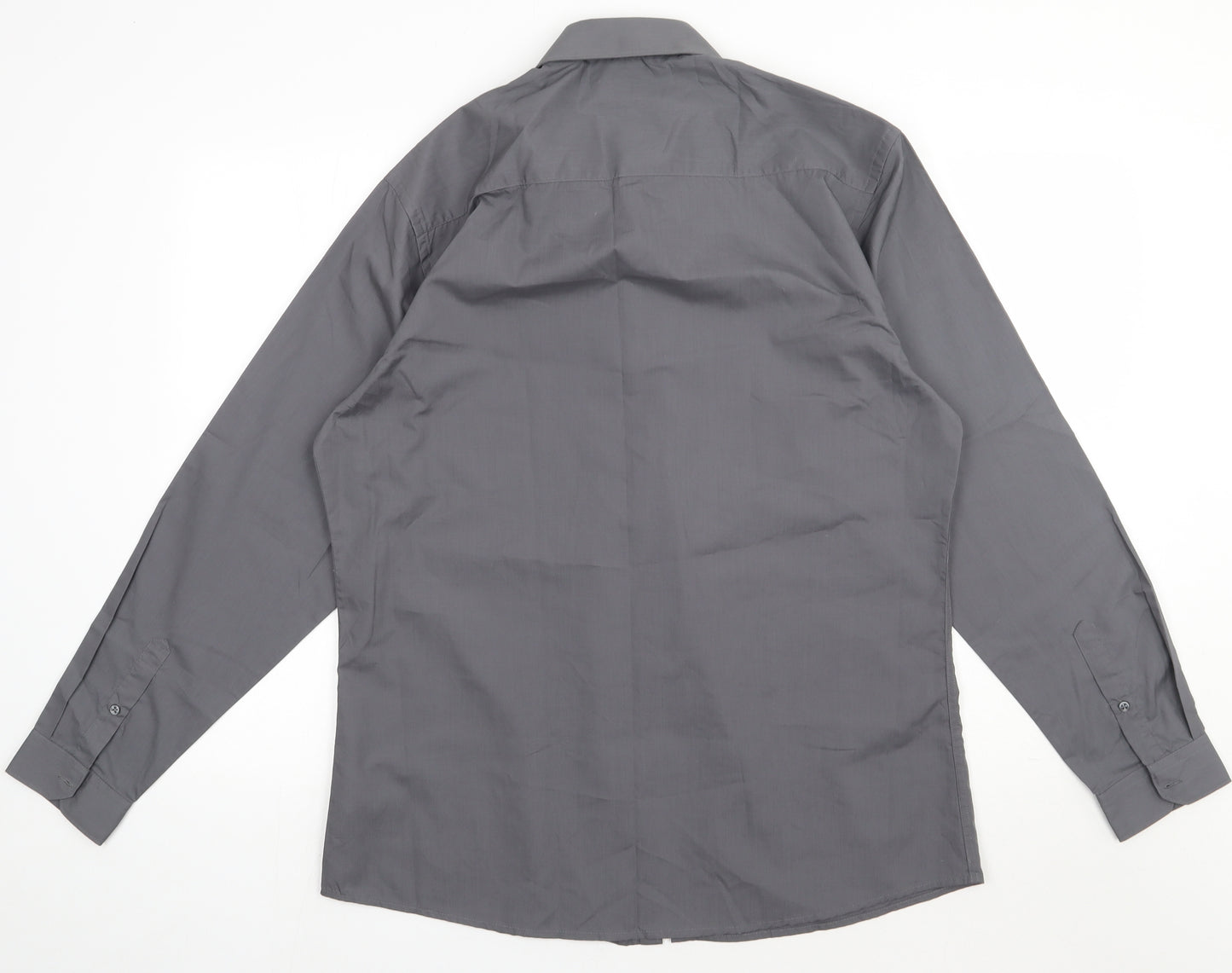 Primark Mens Grey  Polyester  Button-Up Size 16.5 Collared Button
