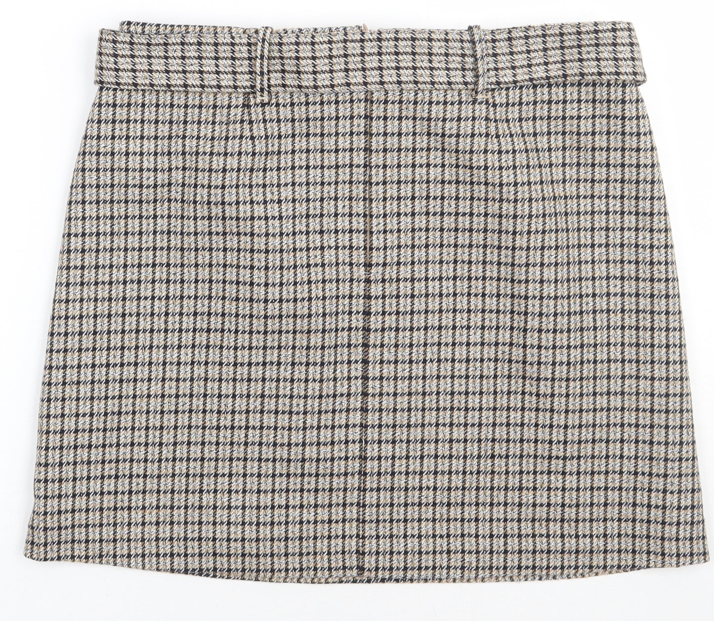 sainsburys Womens Brown Check Polyester A-Line Skirt Size 12