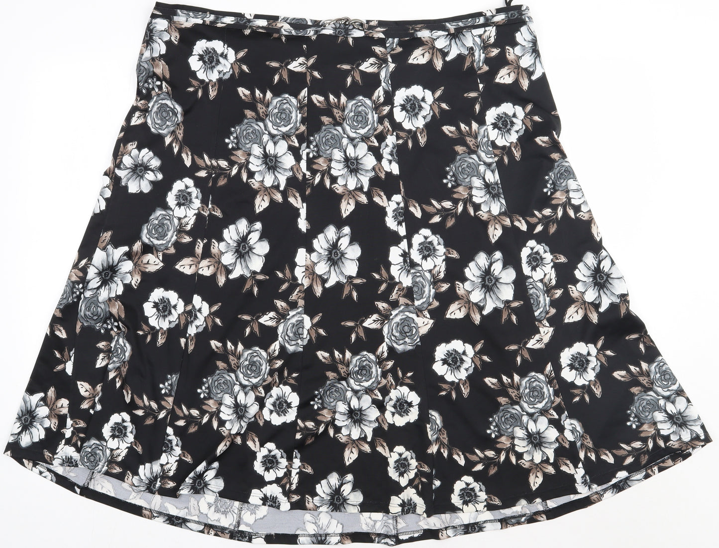 bonmarch Womens Black Floral Polyester A-Line Skirt Size 22
