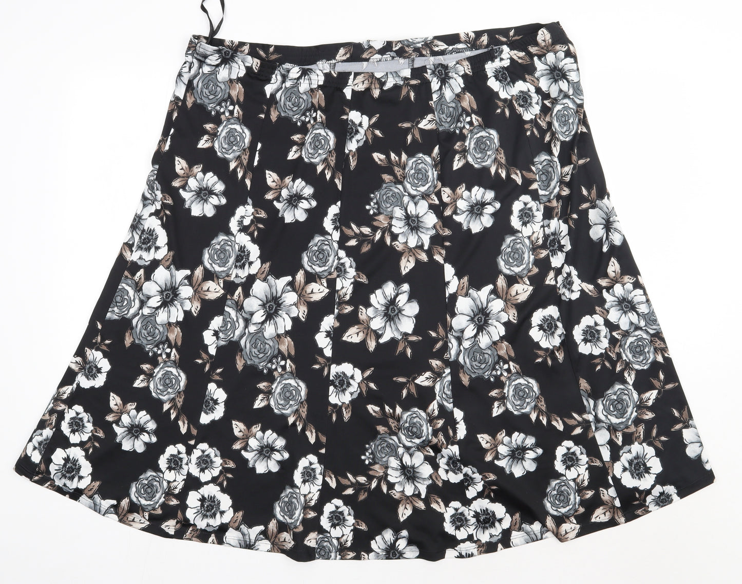 bonmarch Womens Black Floral Polyester A-Line Skirt Size 22