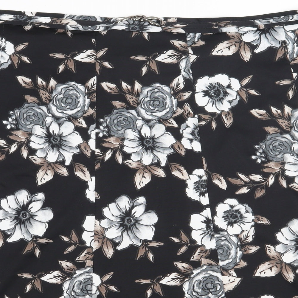 bonmarch Womens Black Floral Polyester A-Line Skirt Size 22