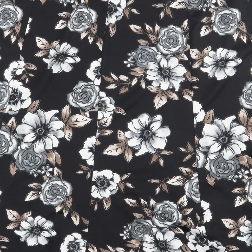 bonmarch Womens Black Floral Polyester A-Line Skirt Size 22