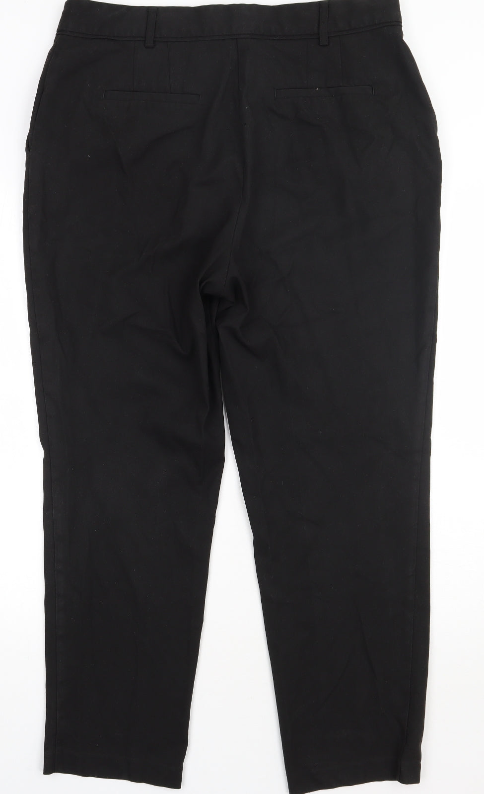 NEXT Womens Black  Polyester Capri Trousers Size 16 L32 in Regular Hook & Eye