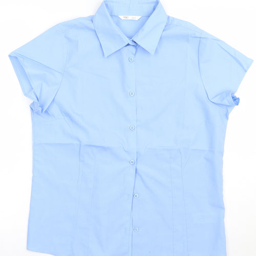 Marks and Spencer Boys Blue  Polyester Basic Button-Up Size 14 Years Collared Button - school Wear