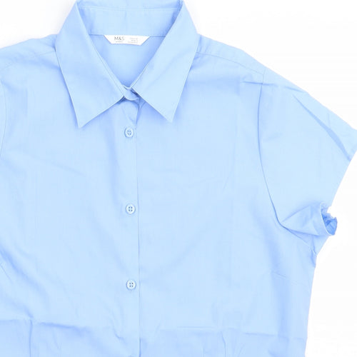 Marks and Spencer Boys Blue  Polyester Basic Button-Up Size 14 Years Collared Button - school Wear