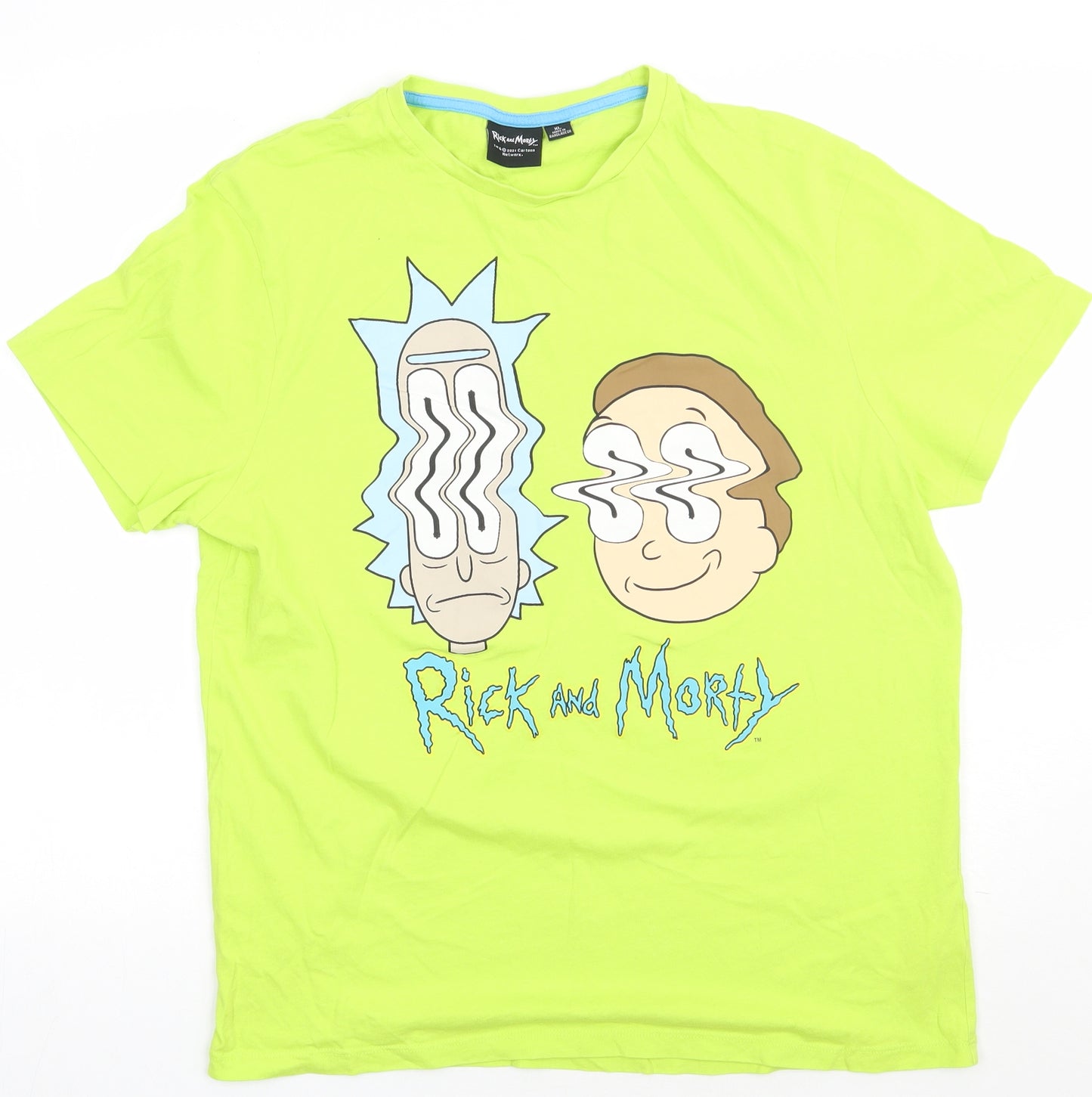 Primark Mens Green  Cotton  T-Shirt Size XL Crew Neck  - Rick & Morty