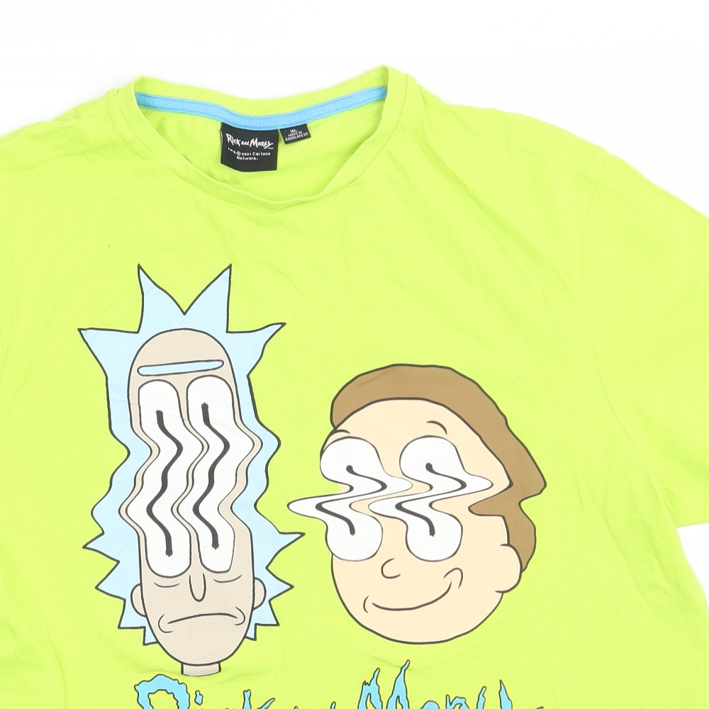 Primark Mens Green  Cotton  T-Shirt Size XL Crew Neck  - Rick & Morty