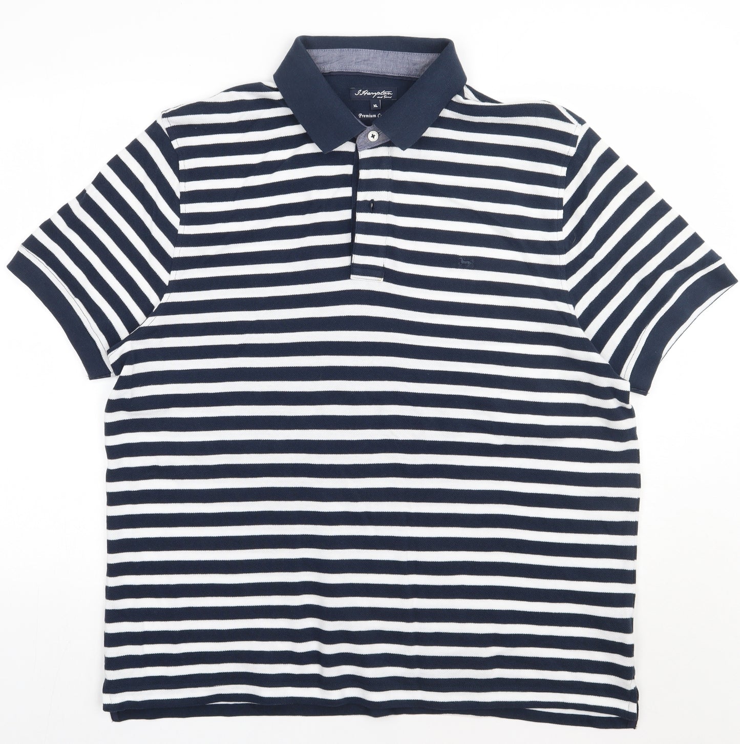 Matalan Mens Blue Striped Cotton  Polo Size XL Collared Button