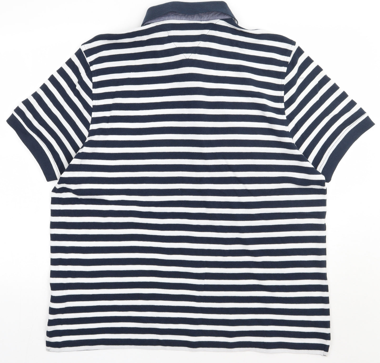 Matalan Mens Blue Striped Cotton  Polo Size XL Collared Button
