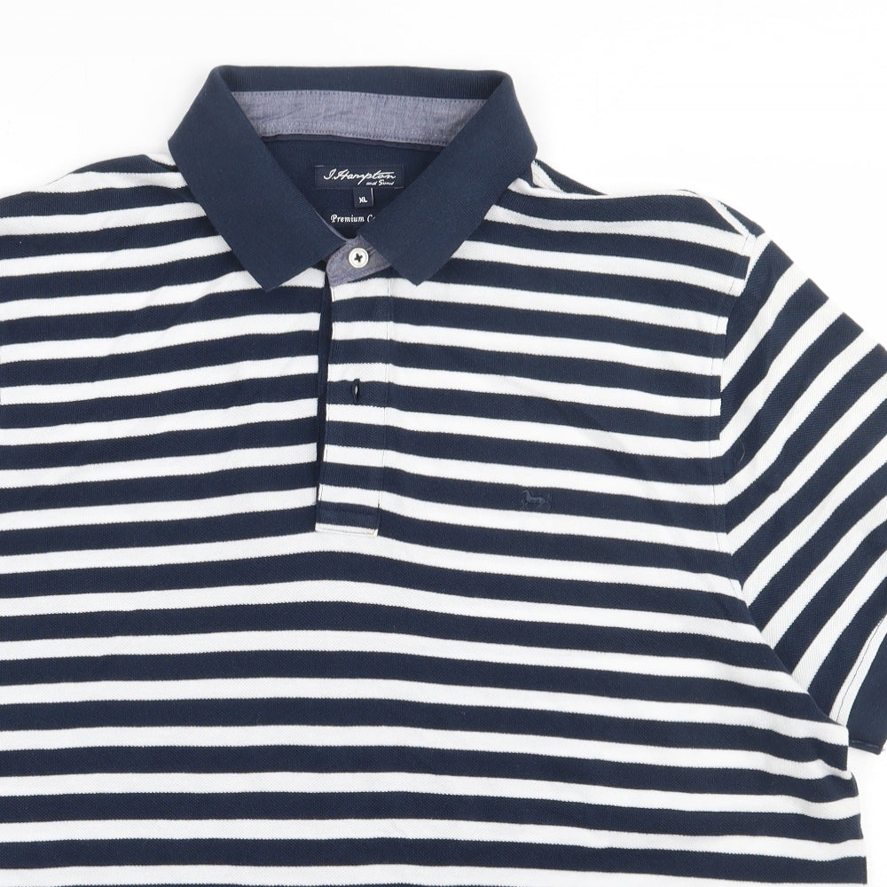 Matalan Mens Blue Striped Cotton  Polo Size XL Collared Button