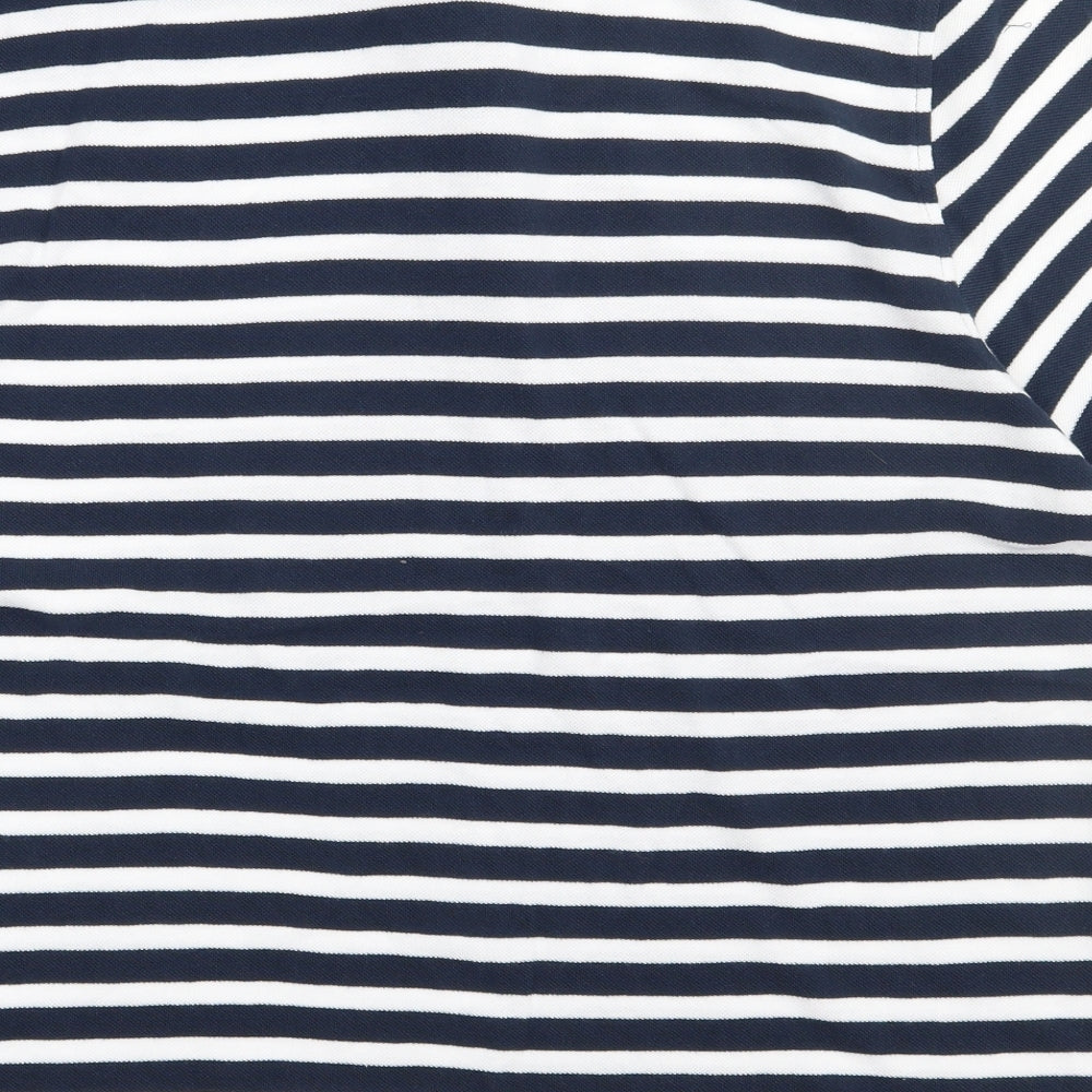 Matalan Mens Blue Striped Cotton  Polo Size XL Collared Button