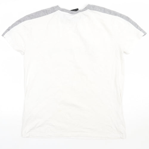 alphalab Mens White  Cotton  T-Shirt Size M Crew Neck