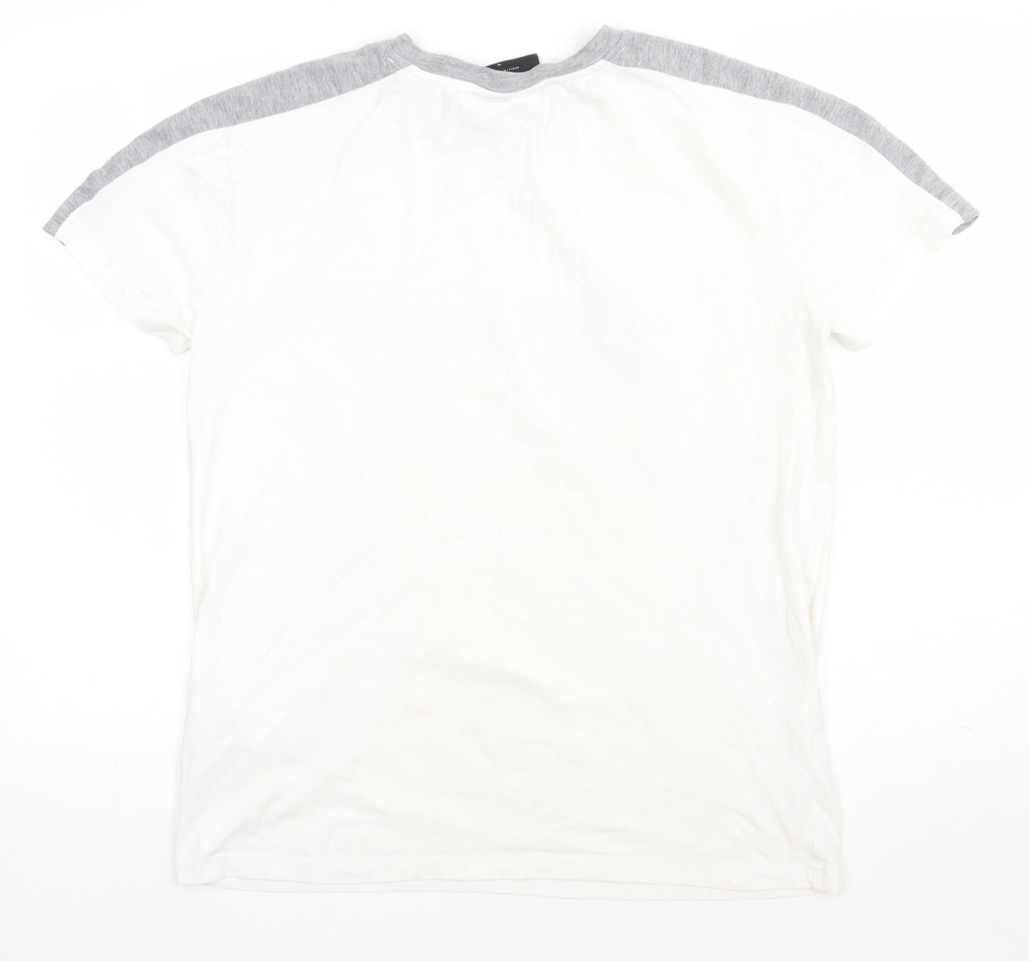 alphalab Mens White  Cotton  T-Shirt Size M Crew Neck