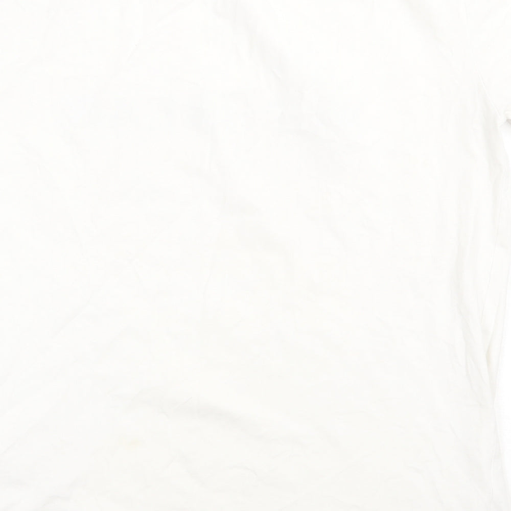 alphalab Mens White  Cotton  T-Shirt Size M Crew Neck