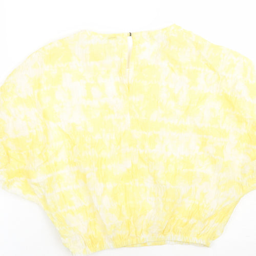River Island Womens Yellow  Viscose Cropped Blouse Size 8 Crew Neck