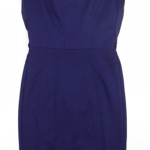 NEXT Womens Purple  Polyester A-Line  Size 6  Crew Neck Zip
