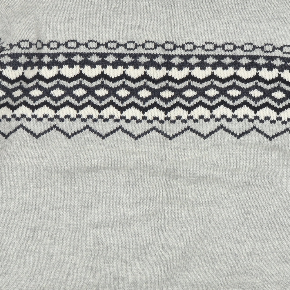 Crane  Mens Grey Fair Isle Wool Pullover Sweatshirt Size XL