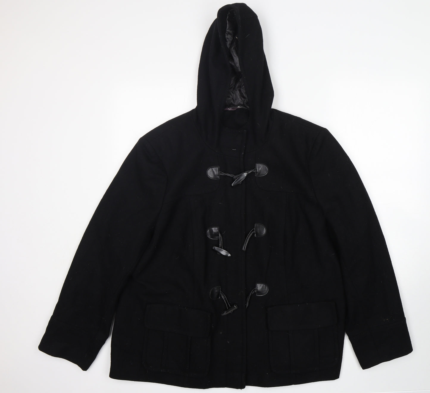 Evans Womens Black   Overcoat Coat Size 24