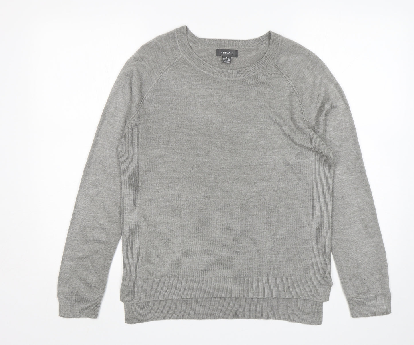 Primark Womens Grey Round Neck  Acrylic Pullover Jumper Size M