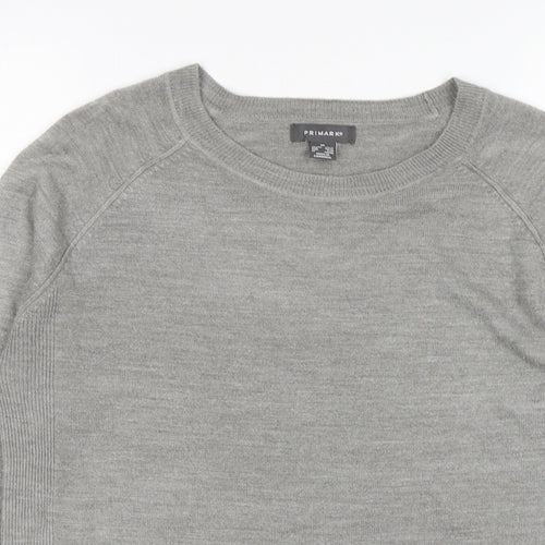 Primark Womens Grey Round Neck  Acrylic Pullover Jumper Size M