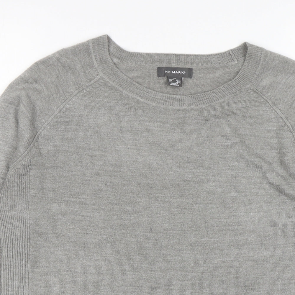 Primark Womens Grey Round Neck  Acrylic Pullover Jumper Size M