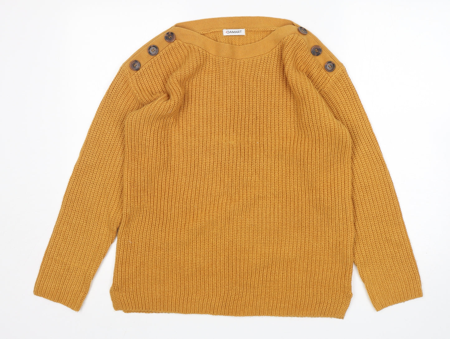 Damart Womens Yellow Round Neck  Acrylic Pullover Jumper Size 10