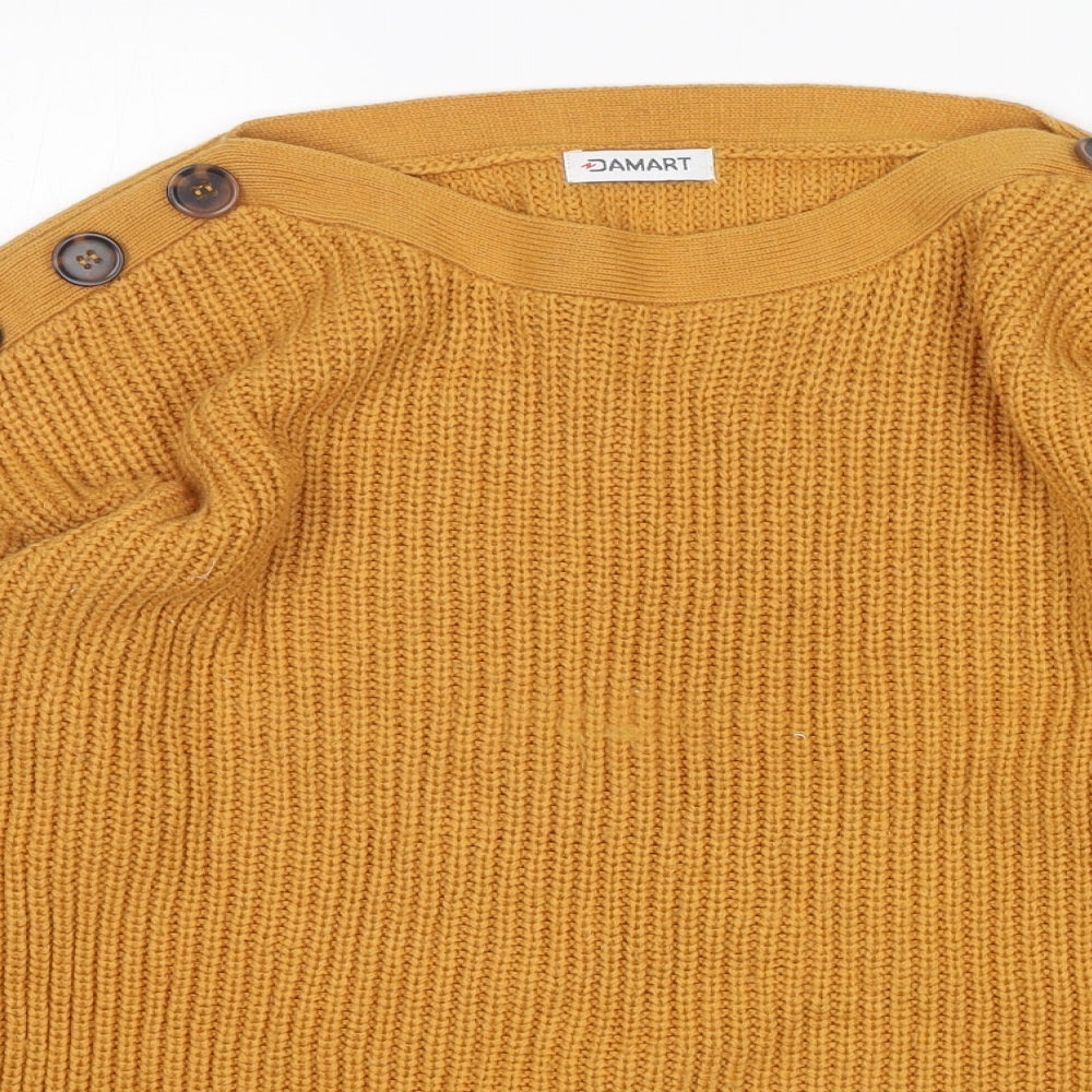 Damart Womens Yellow Round Neck  Acrylic Pullover Jumper Size 10